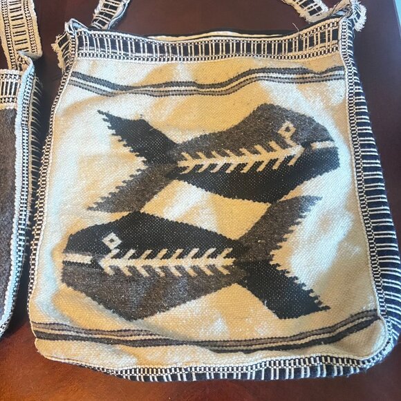 Woven Boho Wool Crossbody Shoulder Bags Llama & Fish Hippie Zipper Closures - Picture 2 of 9
